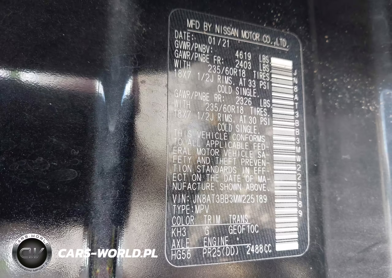 2021 Nissan Rogue Sv Intelligent Awd VIN:JN8AT3BB3MW225189 - 9