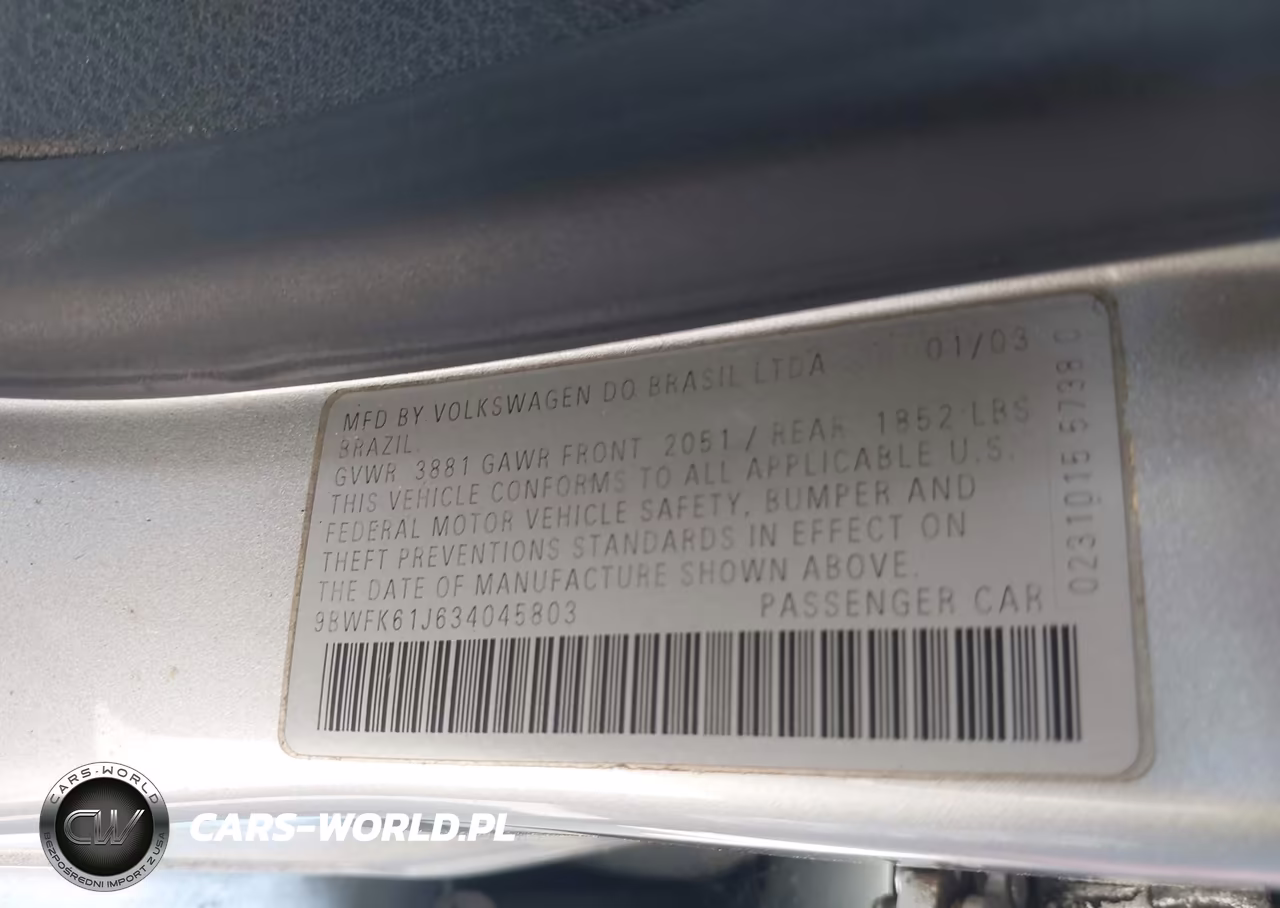 2003 Volkswagen Golf Gl 2.0L VIN:9BWFK61J634045803 - 9