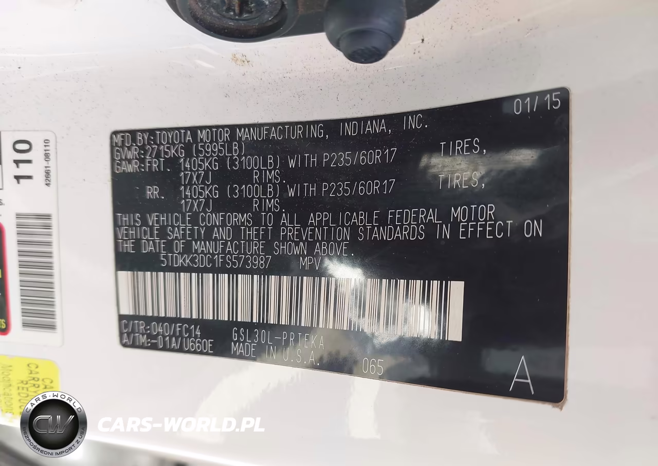 2015 Toyota Sienna Le 8 Passenger VIN:5TDKK3DC1FS573987 - 9