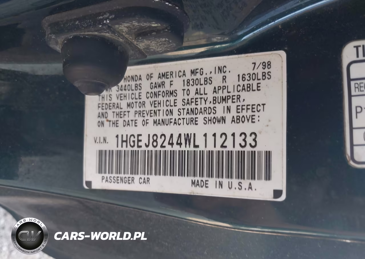 1998 Honda Civic Ex VIN:1HGEJ8244WL112133 - 9