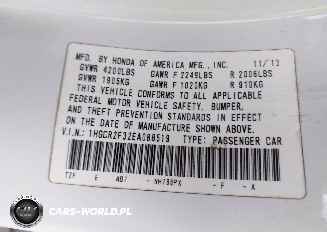 2014 Honda Accord Lx VIN:1HGCR2F32EA088519 - 9