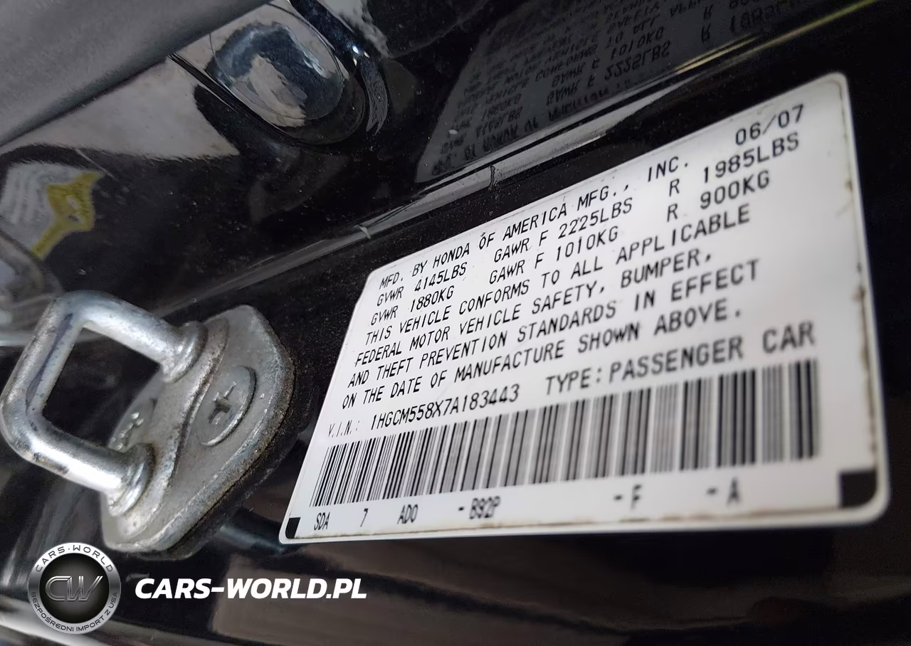 2007 Honda Accord 2.4 Ex VIN:1HGCM558X7A183443 - 9