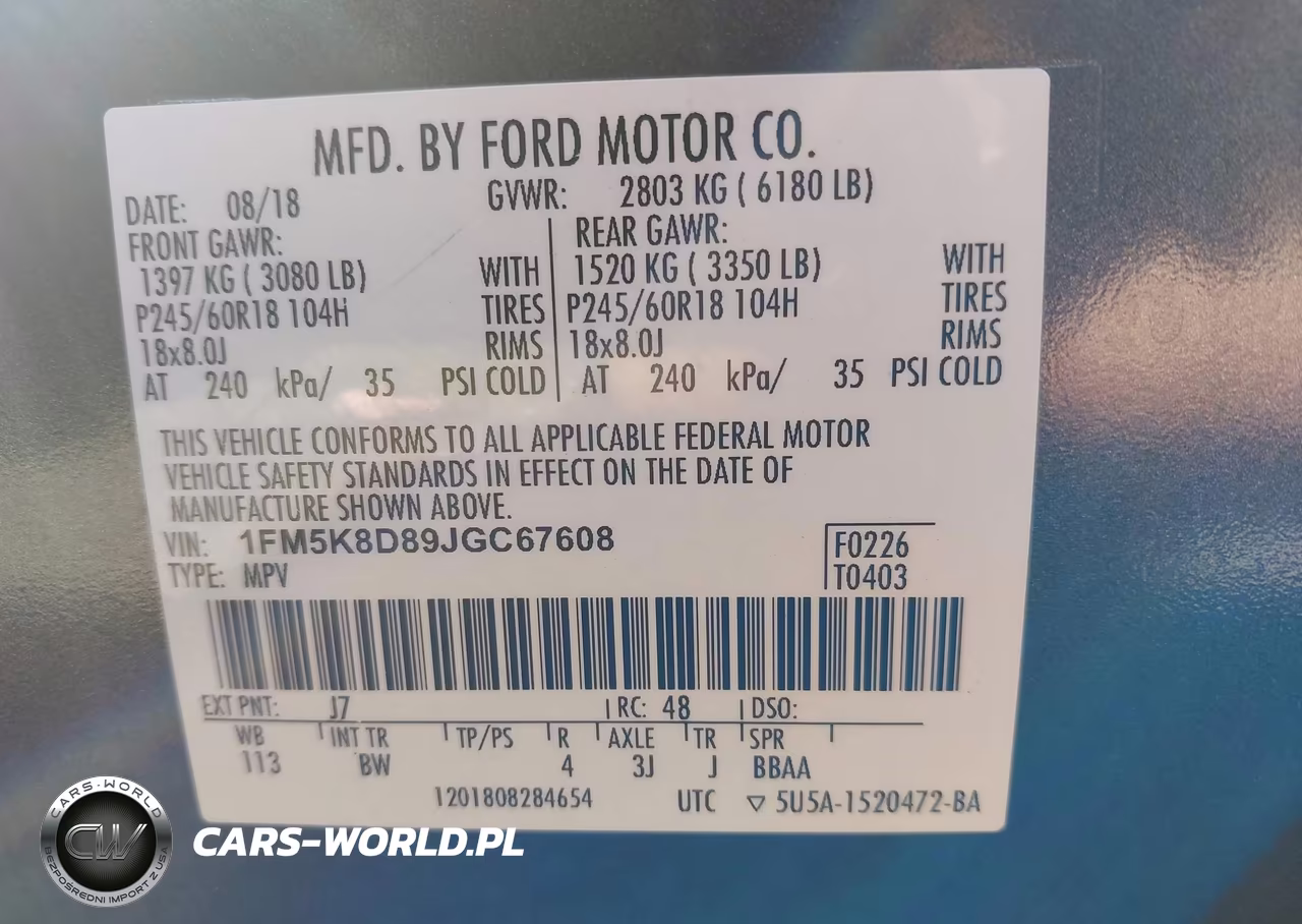 2018 Ford Explorer Xlt VIN:1FM5K8D89JGC67608 - 9