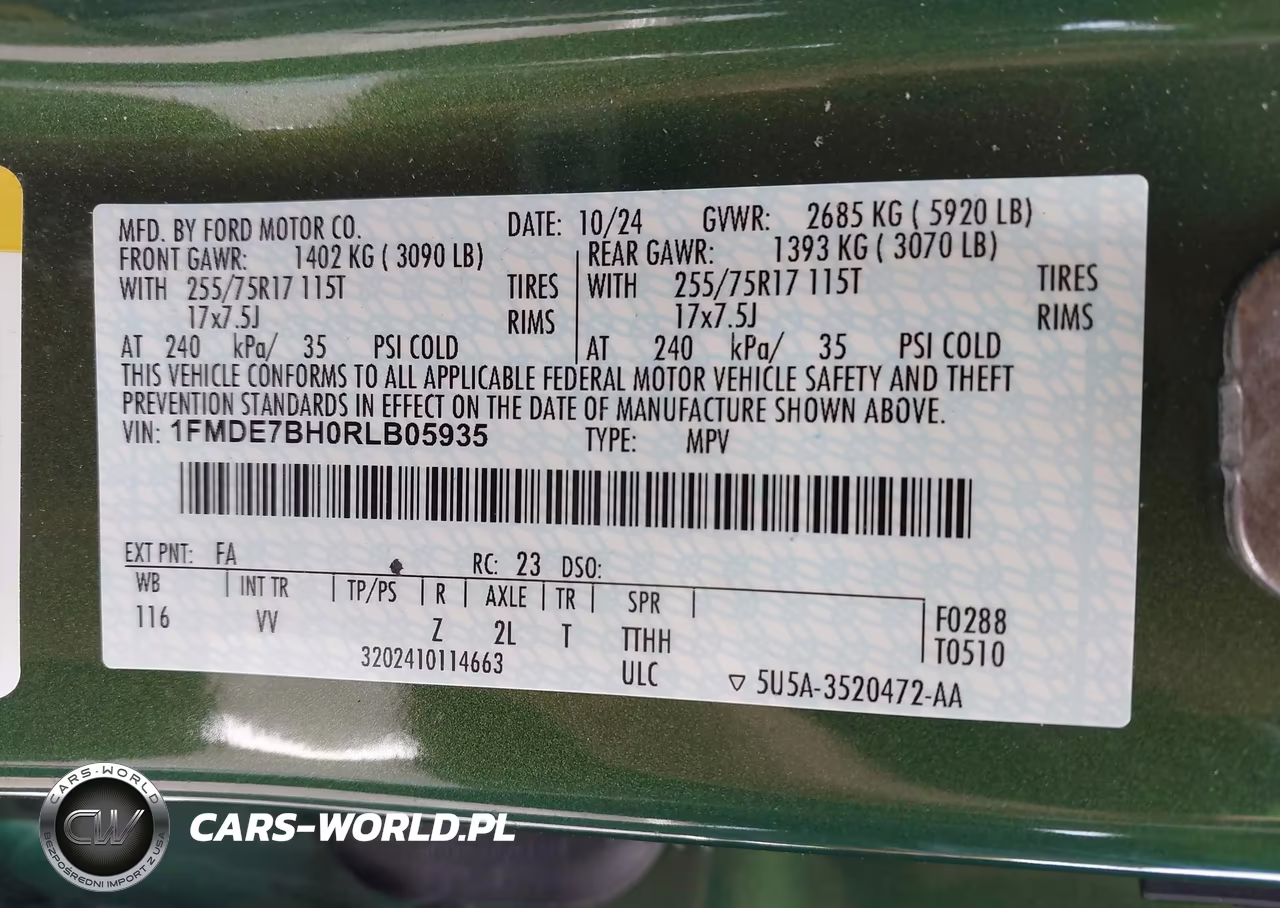 2024 Ford Bronco Big Bend VIN:1FMDE7BH0RLB05935 - 9