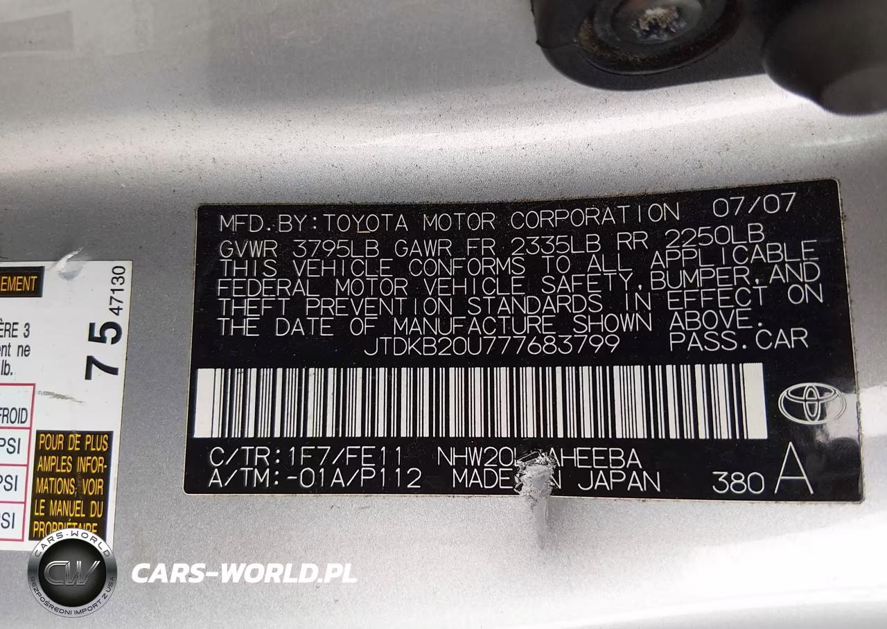 2007 Toyota Prius VIN:JTDKB20U777683799 - 9