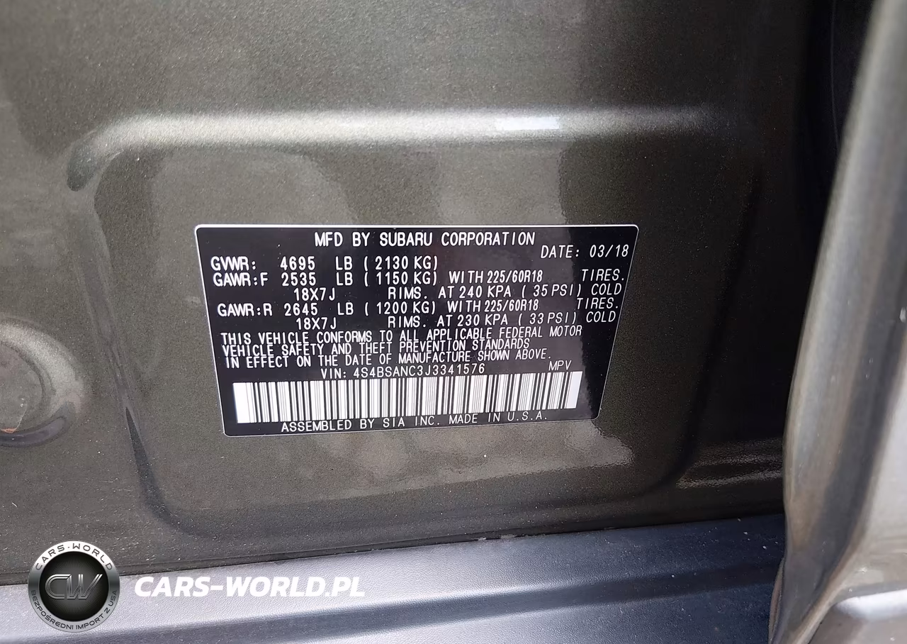 2018 Subaru Outback 2.5I Limited VIN:4S4BSANC3J3341576 - 9