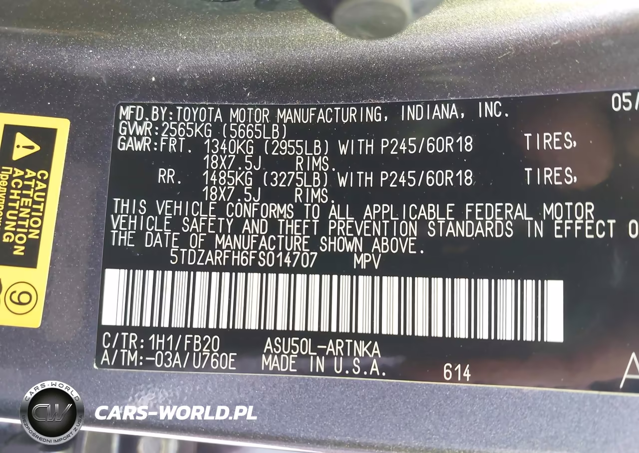 2015 Toyota Highlander Le VIN:5TDZARFH6FS014707 - 9