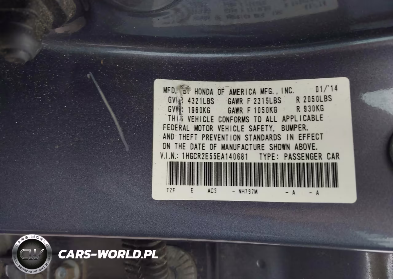 2014 Honda Accord Sport VIN:1HGCR2E55EA140681 - 9