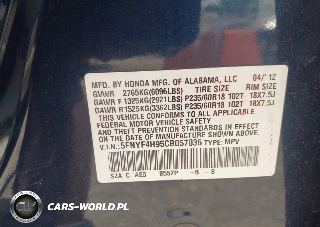 2012 Honda Pilot Touring VIN:5FNYF4H95CB057036 - 9