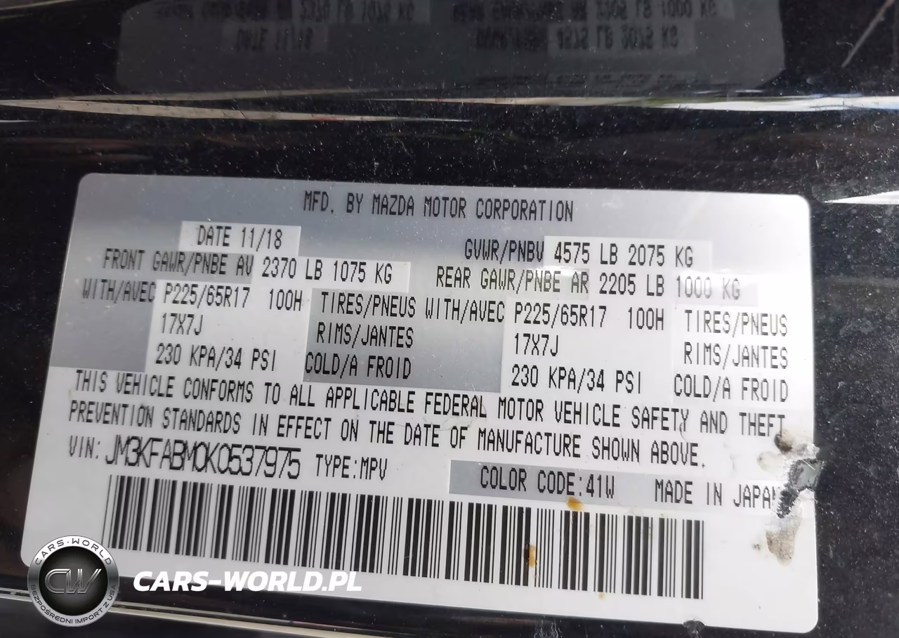 2019 Mazda Cx-5 Sport VIN:JM3KFABM0K0537975 - 9