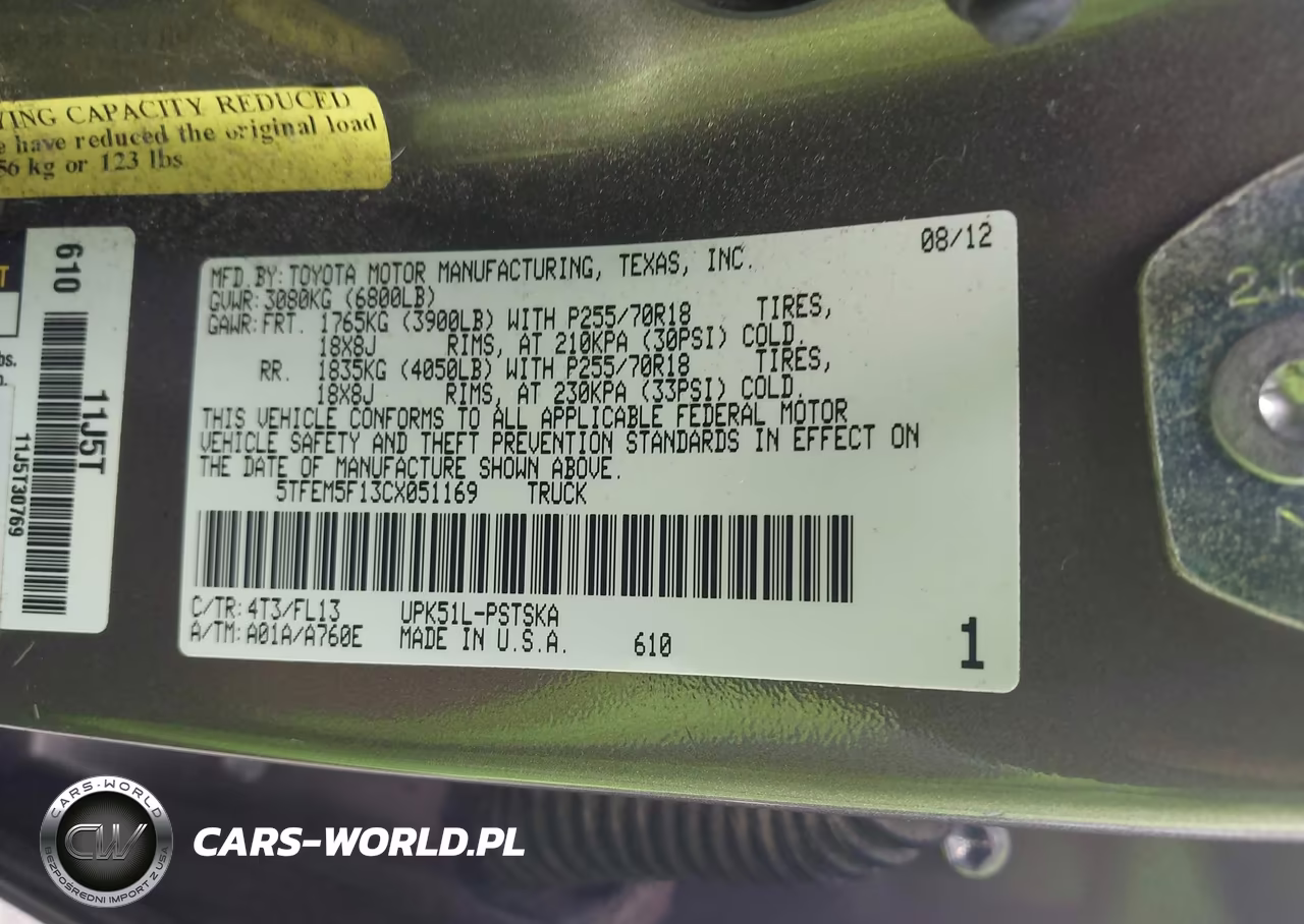 2012 Toyota Tundra Grade 4.6L V8 VIN:5TFEM5F13CX051169 - 9