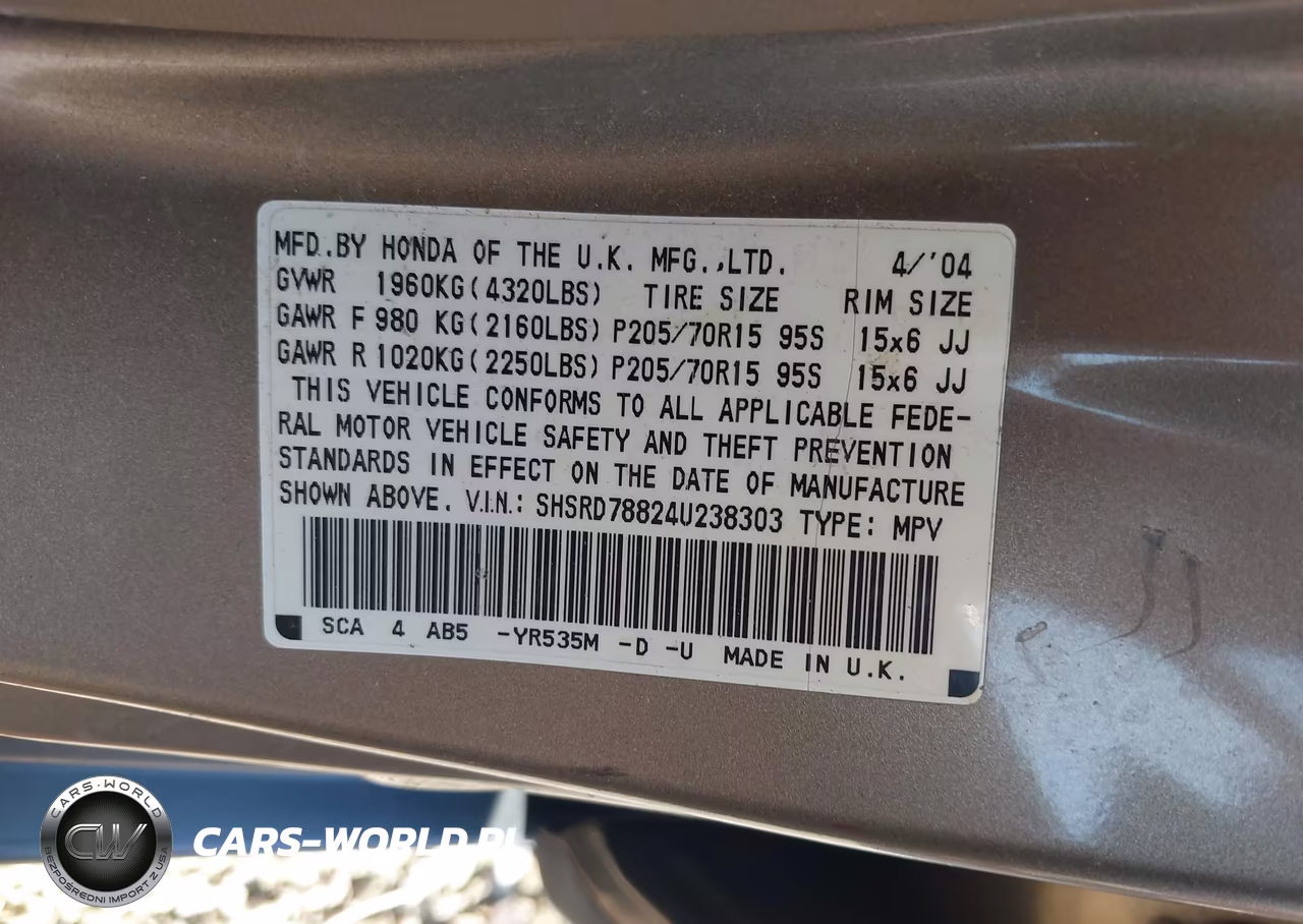 2004 Honda Cr-V Ex VIN:SHSRD78824U238303 - 9
