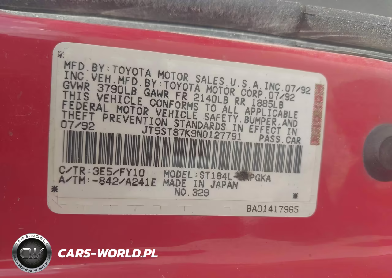 1992 Toyota Celica Gt VIN:JT5ST87K9N0127791 - 9
