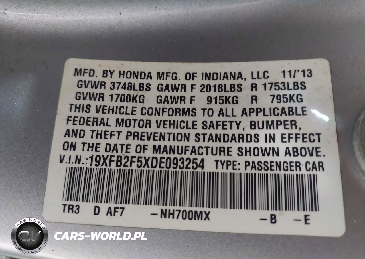2013 Honda Civic Lx VIN:19XFB2F5XDE093254 - 9