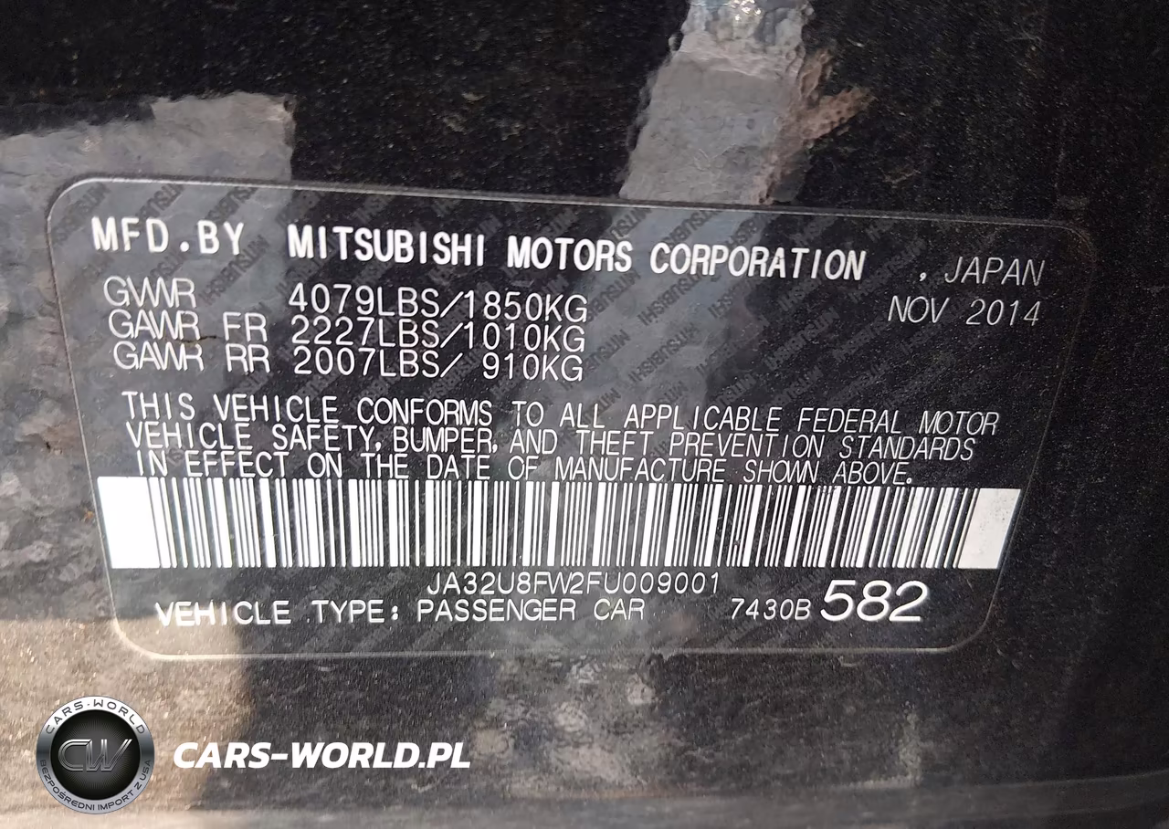 2015 Mitsubishi Lancer Gt VIN:JA32U8FW2FU009001 - 9