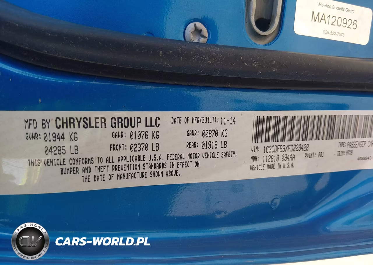 2015 Dodge Dart Sxt VIN:1C3CDFBBXFD223428 - 9