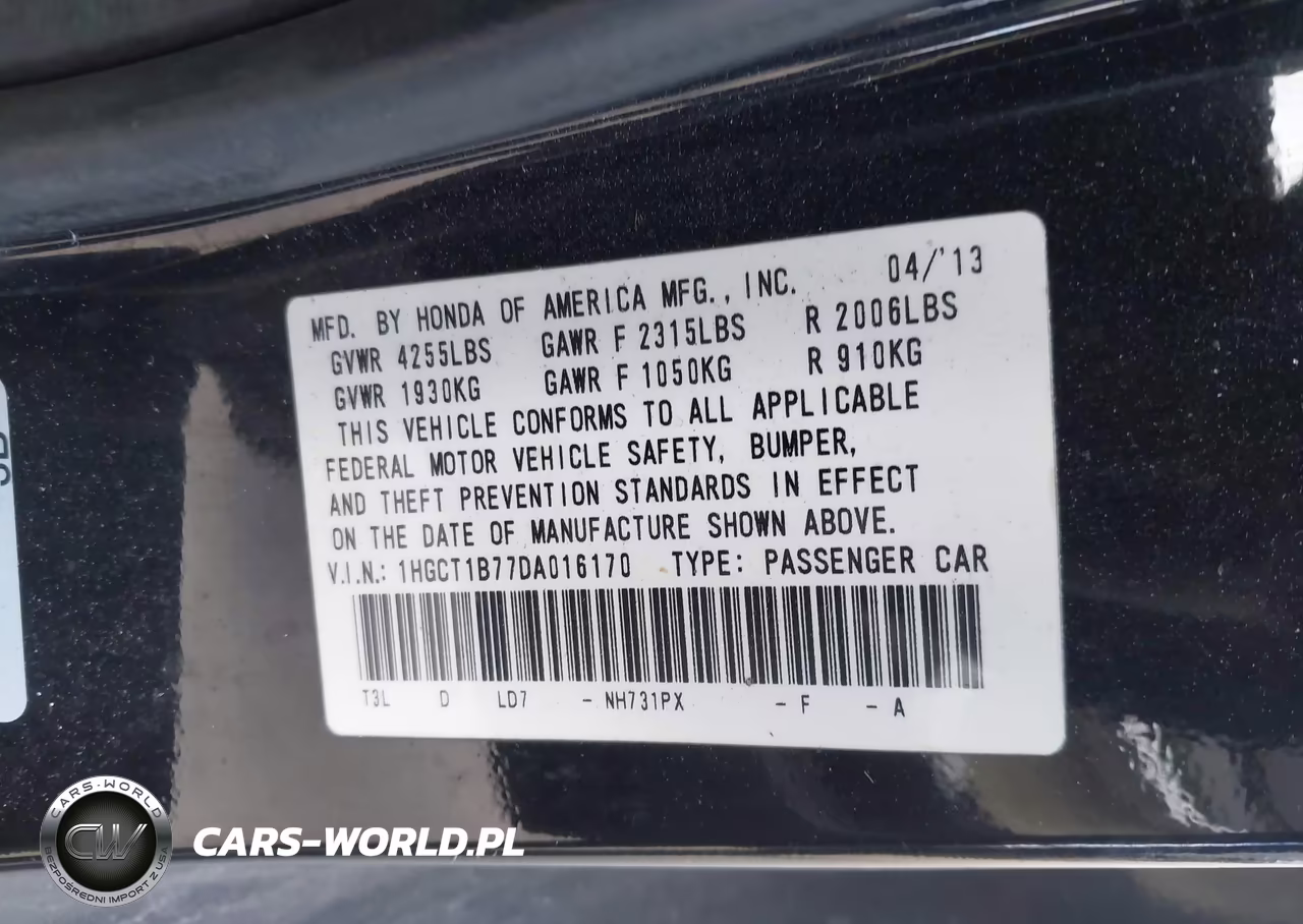 2013 Honda Accord Ex VIN:1HGCT1B77DA016170 - 9