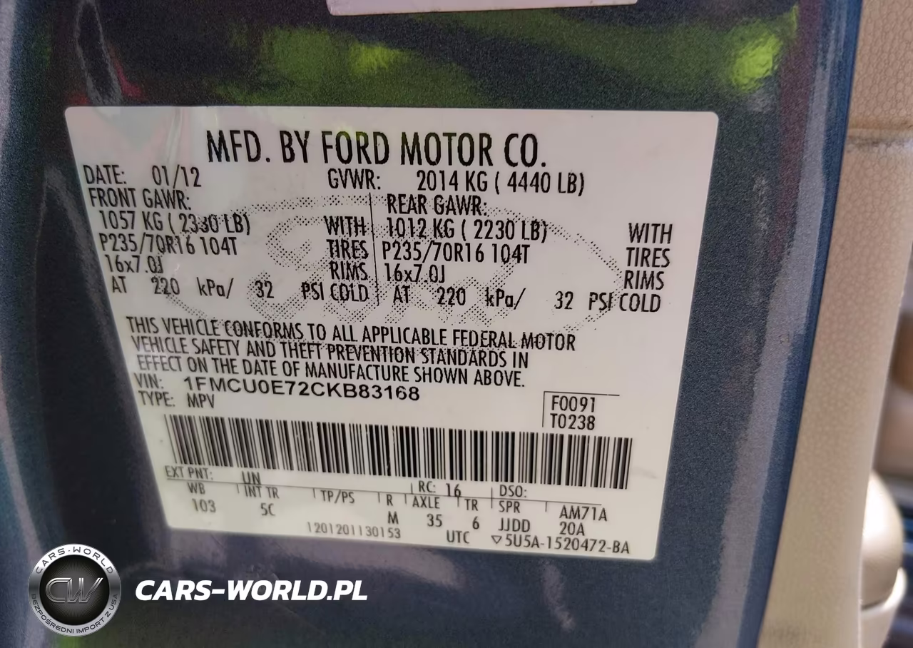 2012 Ford Escape Limited VIN:1FMCU0E72CKB83168 - 9