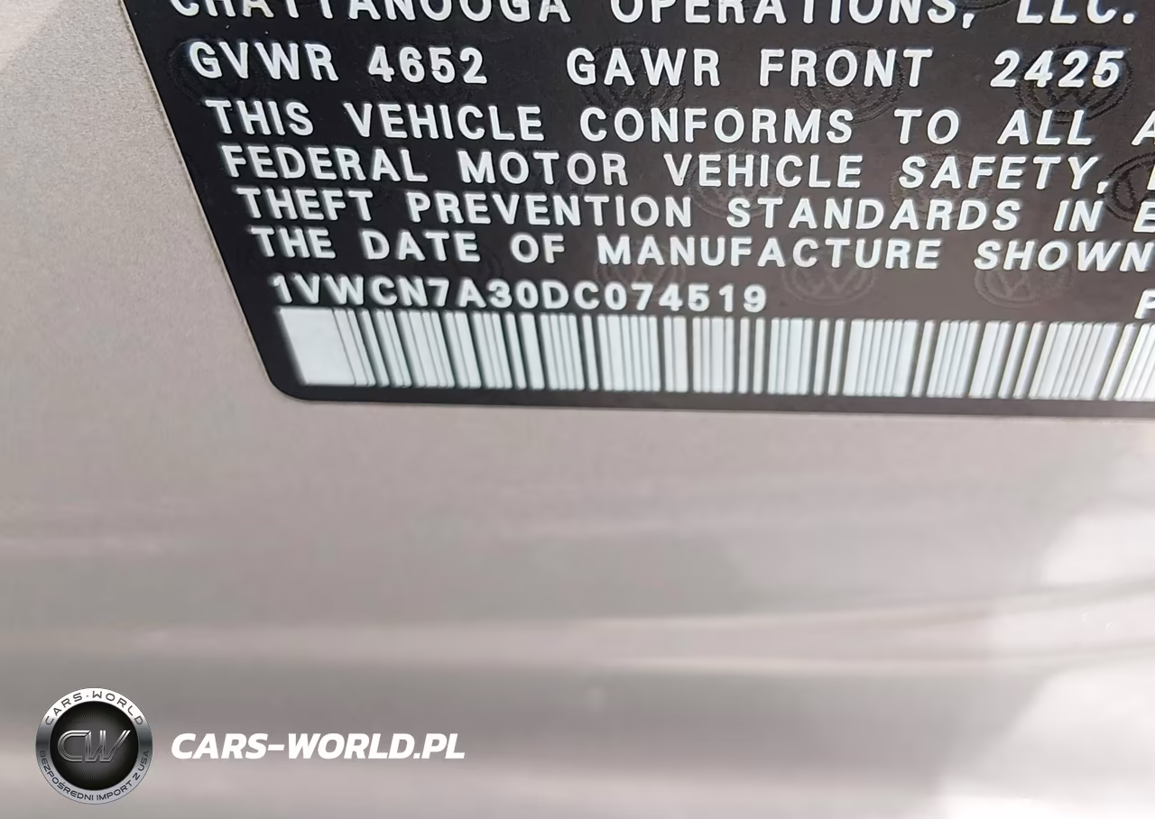 2013 Volkswagen Passat Sel VIN:1VWCN7A30DC074519 - 9