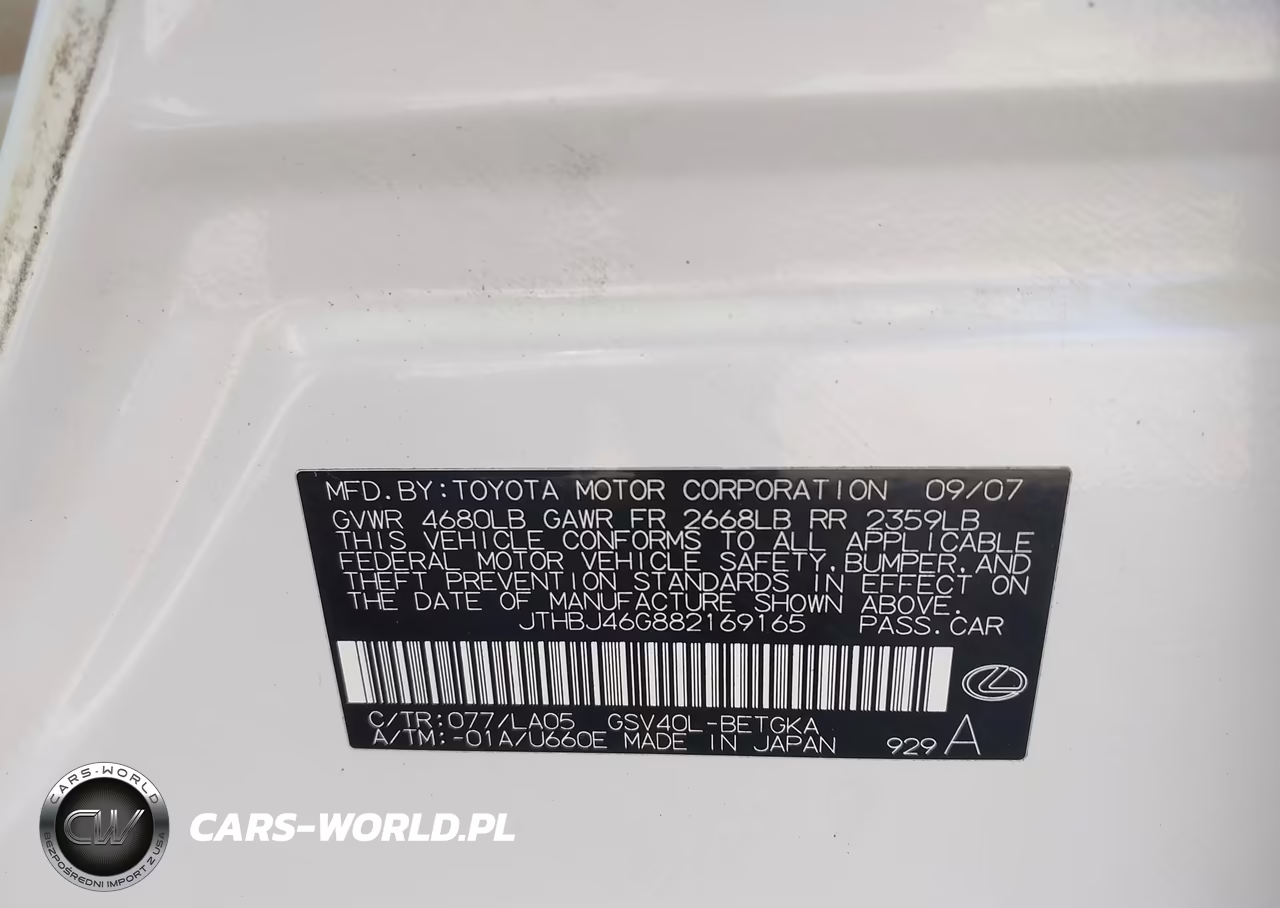 2008 Lexus Es 350 VIN:JTHBJ46G882169165 - 9