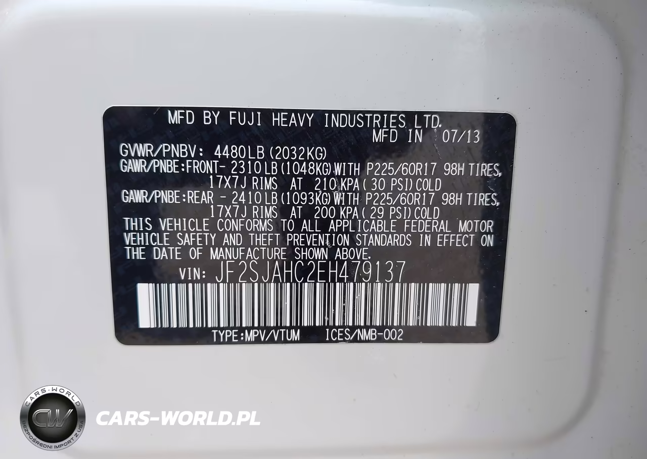 2014 Subaru Forester 2.5I Limited VIN:JF2SJAHC2EH479137 - 9