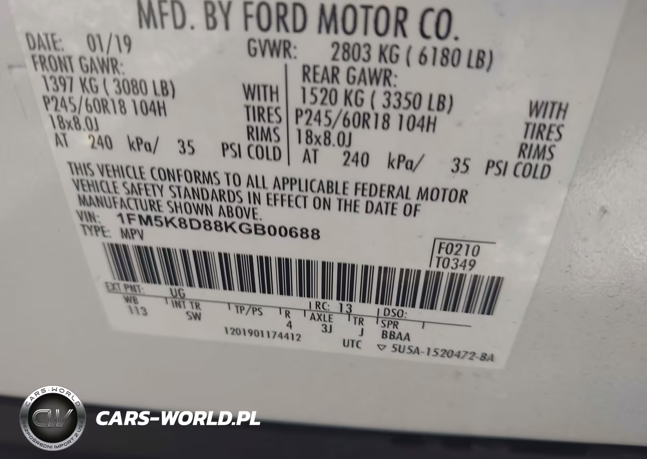 2019 Ford Explorer Xlt VIN:1FM5K8D88KGB00688 - 9
