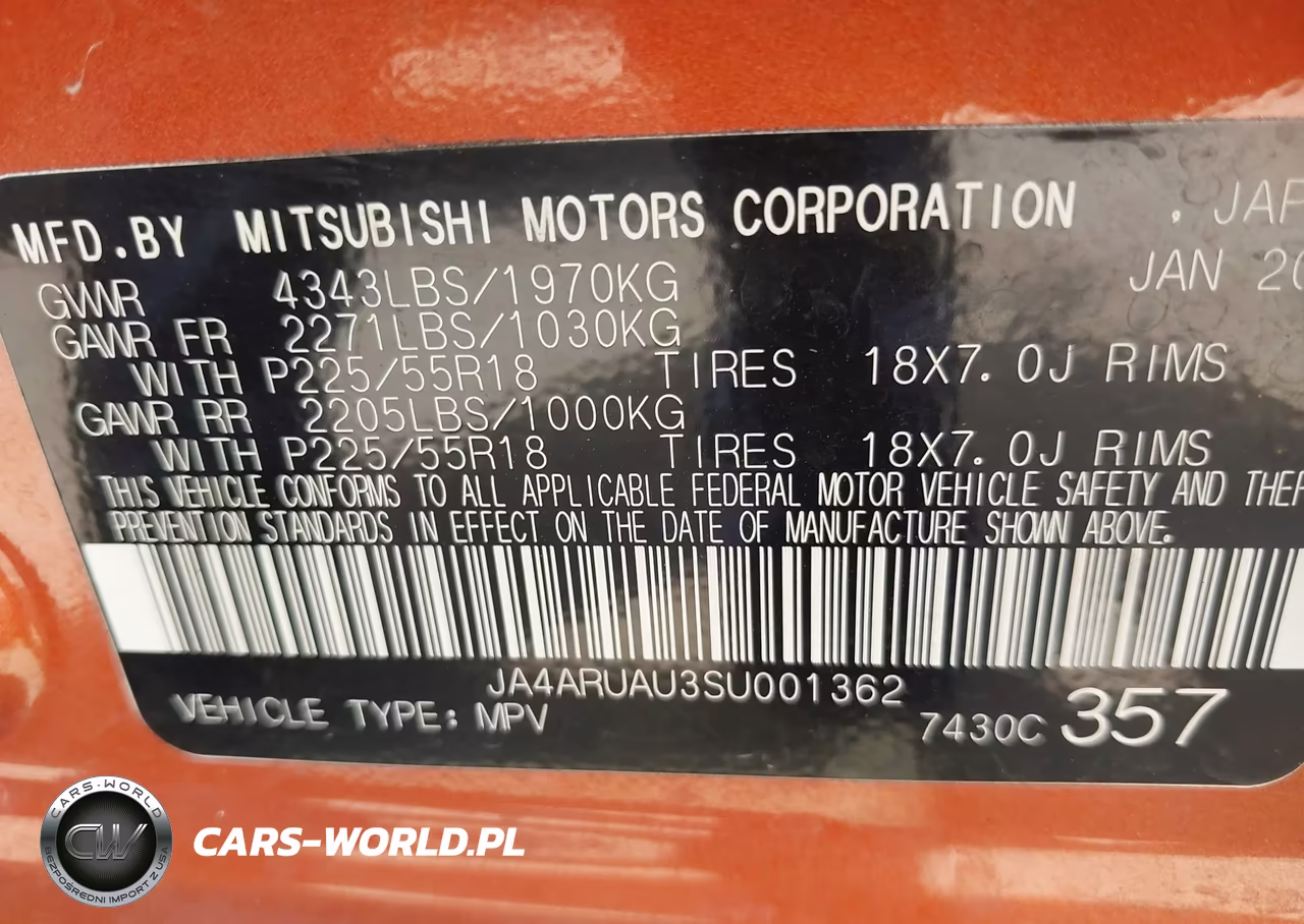 2025 Mitsubishi Outlander Sport 2.0 Es Awc-2.0 Le Awc-2.0 S Awc-2.0 Se Awc-2.0 Trail Edition Awc VIN:JA4ARUAU3SU001362 - 9