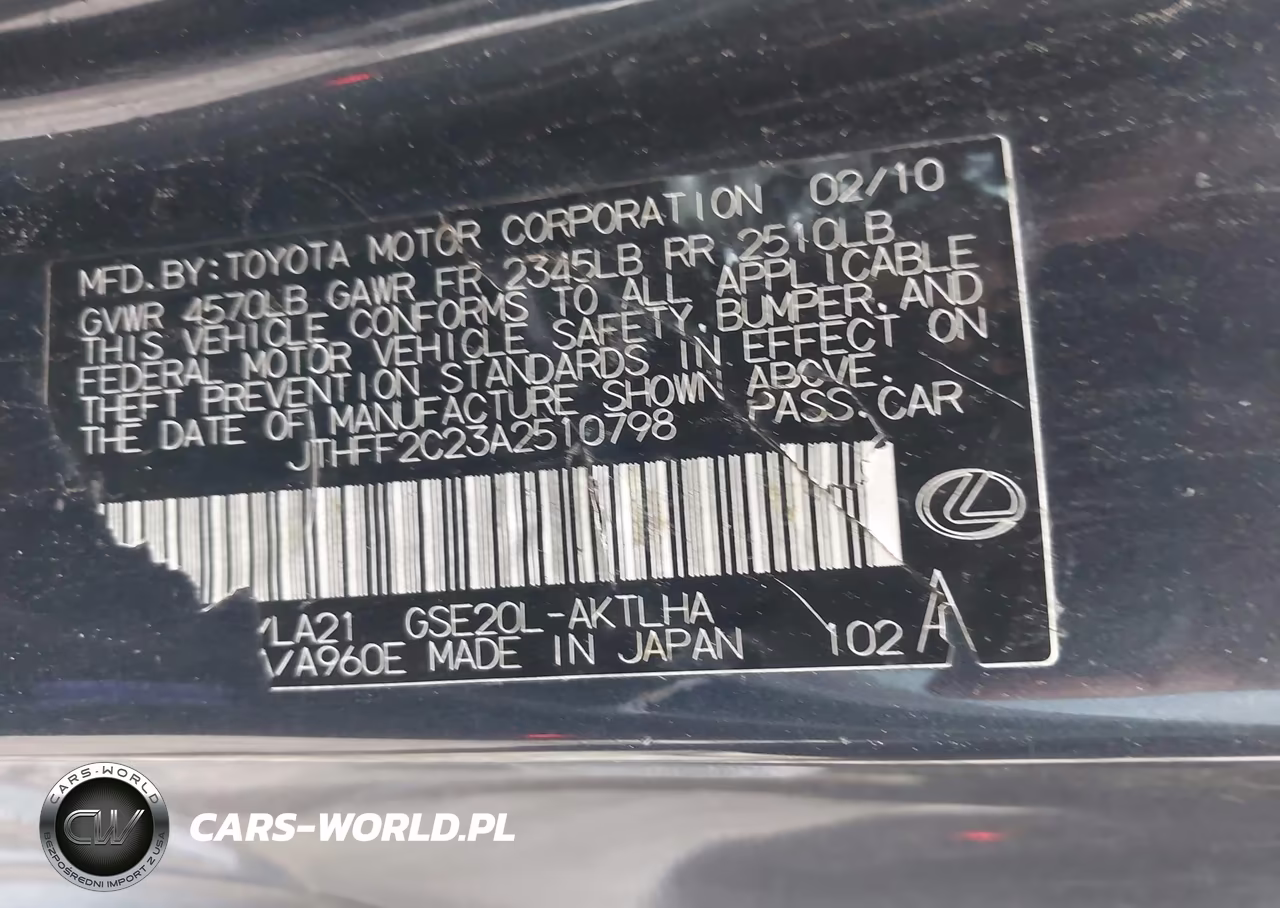 2010 Lexus Is 250C VIN:JTHFF2C23A2510798 - 9