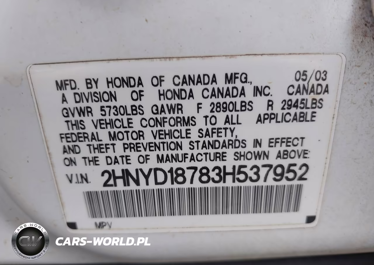 2003 Acura Mdx VIN:2HNYD18783H537952 - 9