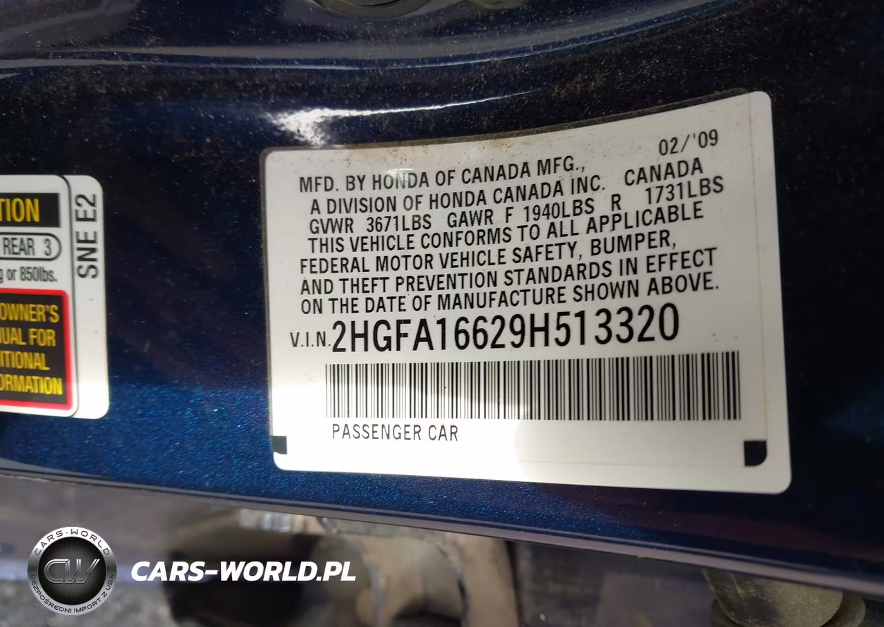 2009 Honda Civic Lx-S VIN:2HGFA16629H513320 - 9
