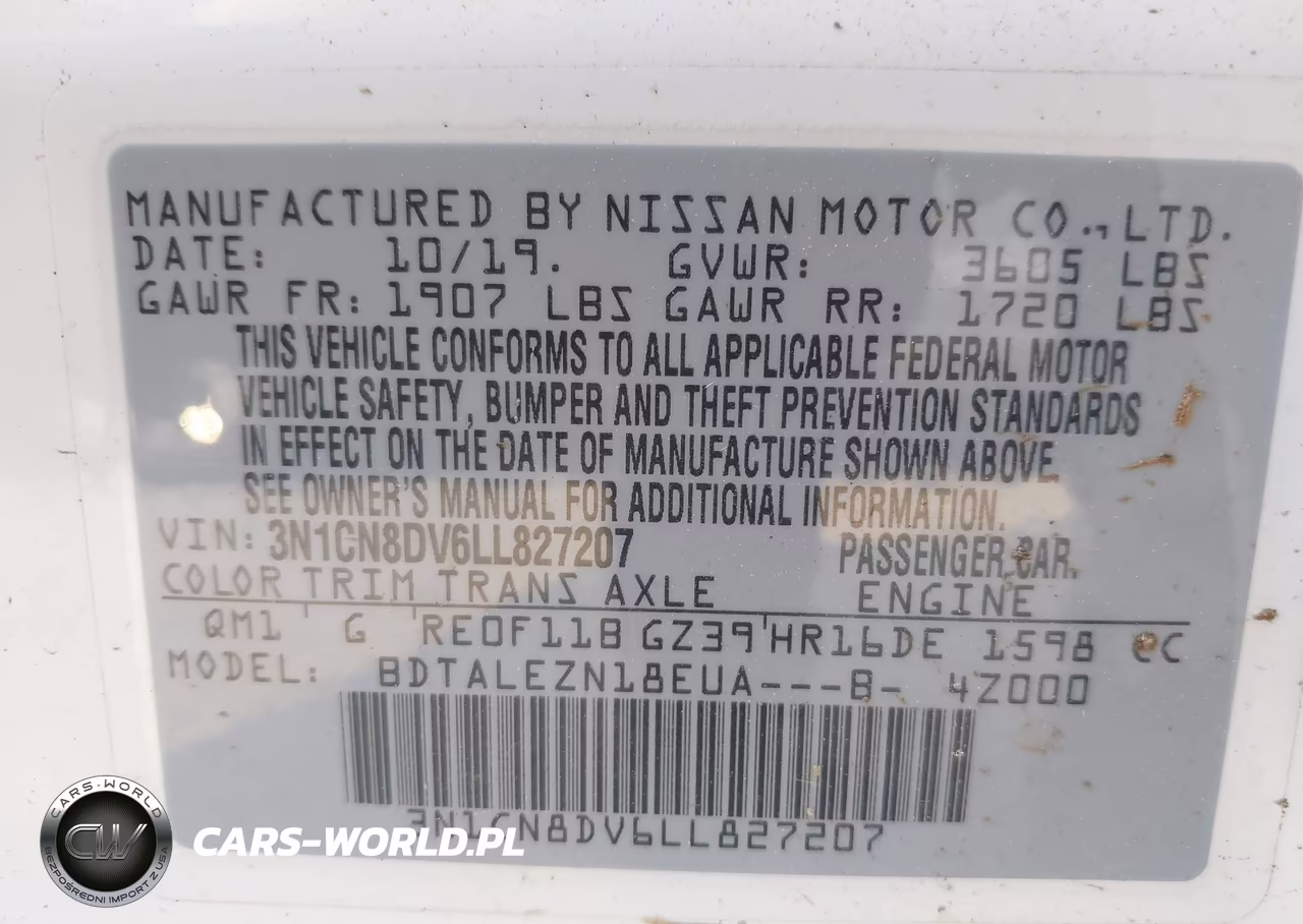 2020 Nissan Versa S Xtronic Cvt VIN:3N1CN8DV6LL827207 - 9