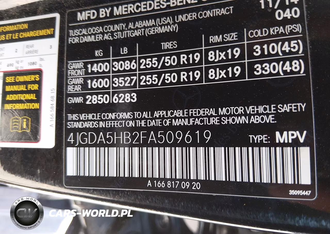 2015 Mercedes-Benz Ml 350 4Matic VIN:4JGDA5HB2FA509619 - 9
