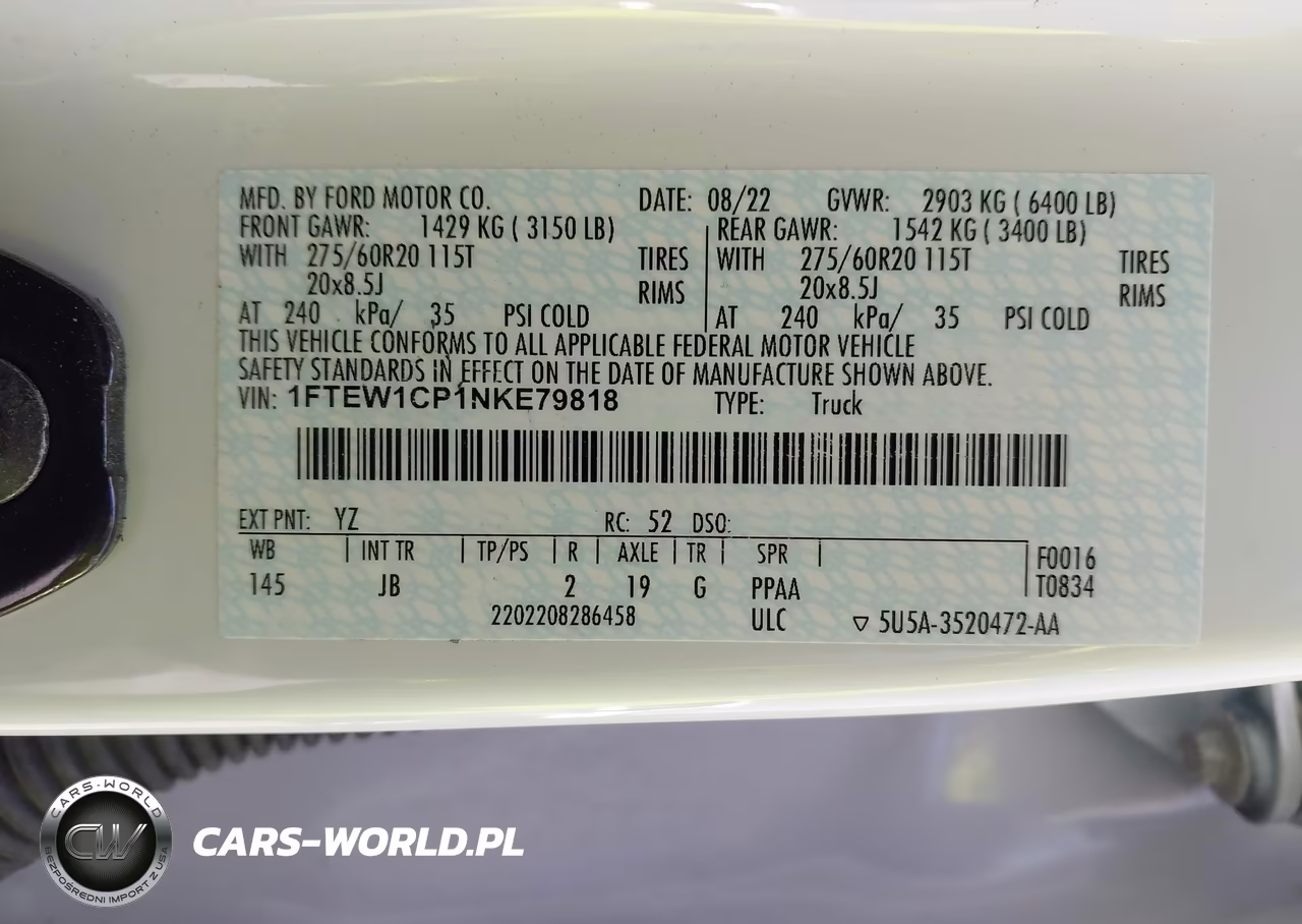 2022 Ford F-150 Xl VIN:1FTEW1CP1NKE79818 - 9