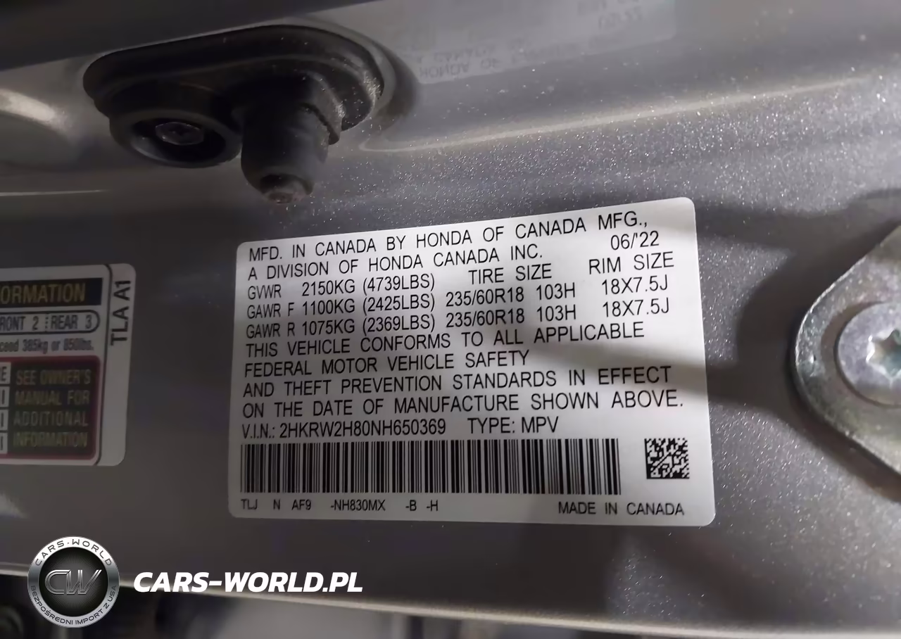 2022 Honda Cr-V Awd Ex-L VIN:2HKRW2H80NH650369 - 9