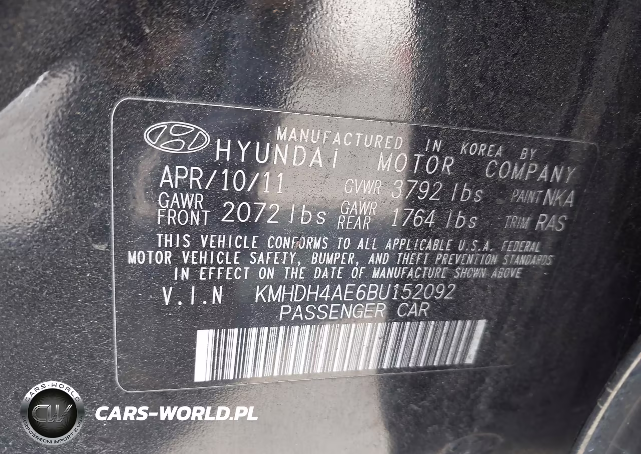 2011 Hyundai Elantra Gls (Ulsan Plant) VIN:KMHDH4AE6BU152092 - 9