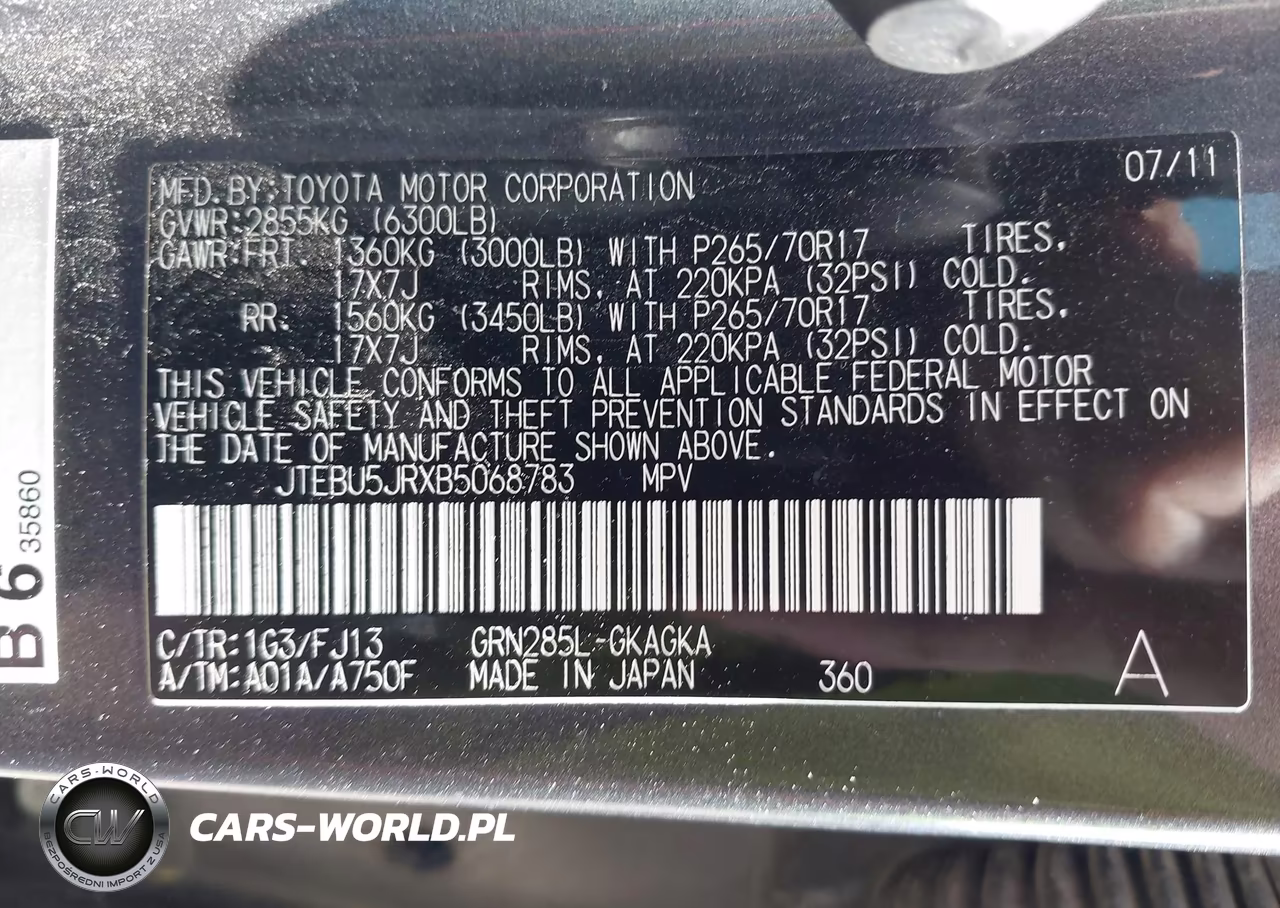 2011 Toyota 4Runner Sr5 V6 VIN:JTEBU5JRXB5068783 - 9