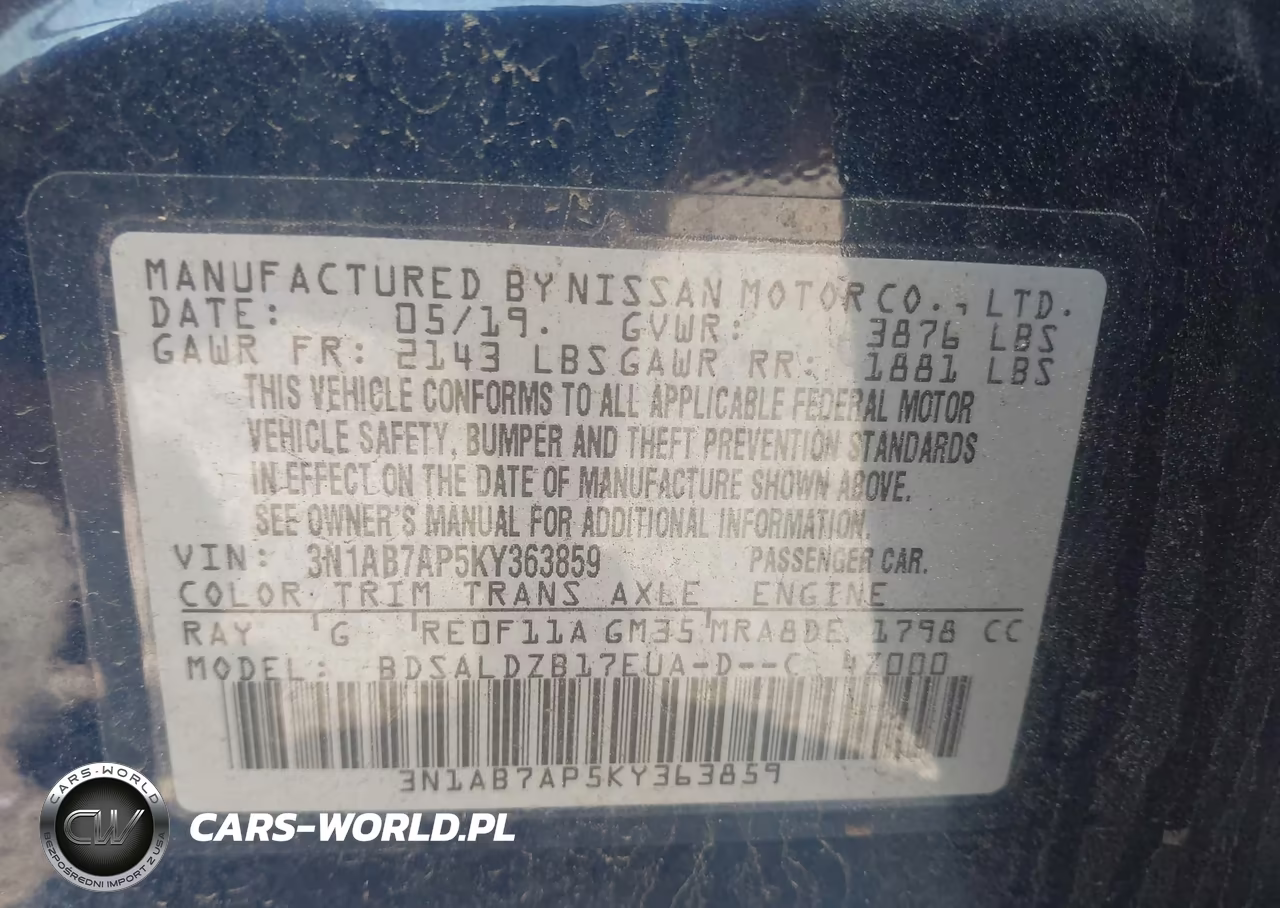 2019 Nissan Sentra Sv VIN:3N1AB7AP5KY363859 - 9