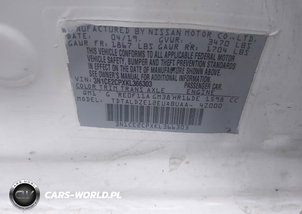 2019 Nissan Versa Note Sv VIN:3N1CE2CPXKL366303 - 9