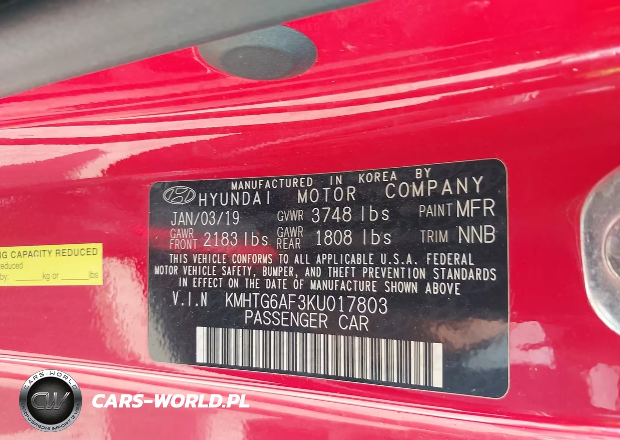 2019 Hyundai Veloster 2.0 VIN:KMHTG6AF3KU017803 - 9
