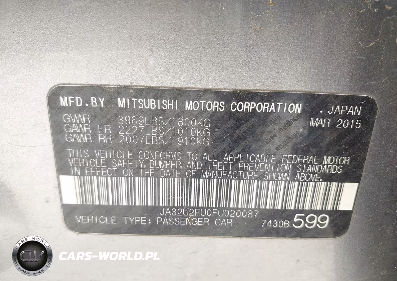 2015 Mitsubishi Lancer Es VIN:JA32U2FU0FU020087 - 9