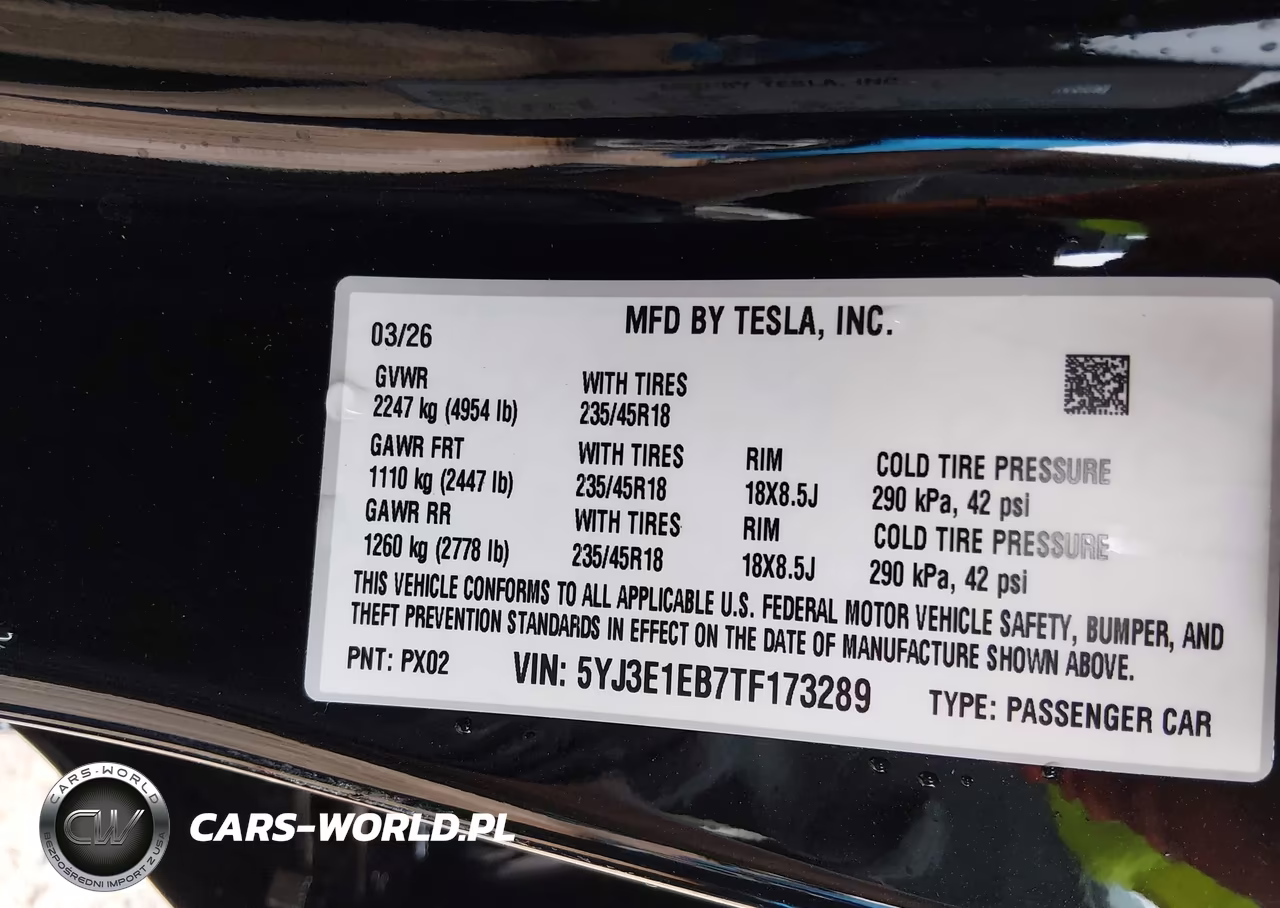 2026 Tesla Model 3 Premium All-Wheel Drive VIN:5YJ3E1EB7TF173289 - 9
