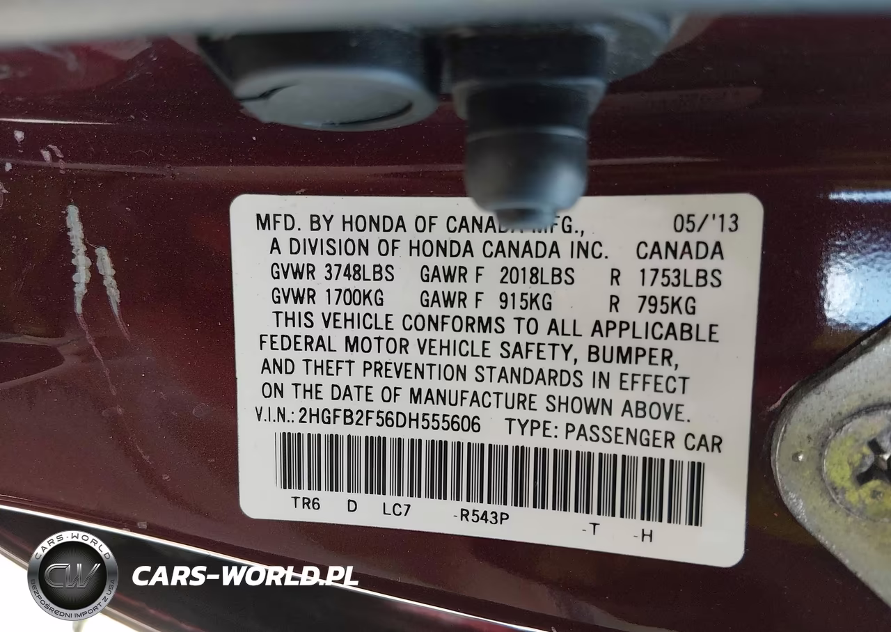 2013 Honda Civic Lx VIN:2HGFB2F56DH555606 - 9