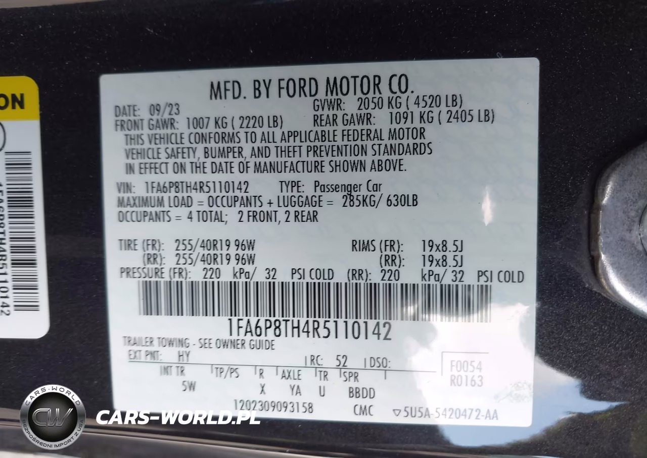 2024 Ford Mustang Ecoboost Premium Fastback VIN:1FA6P8TH4R5110142 - 9