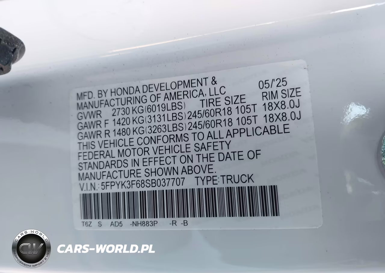 2025 Honda Ridgeline Trailsport VIN:5FPYK3F68SB037707 - 9