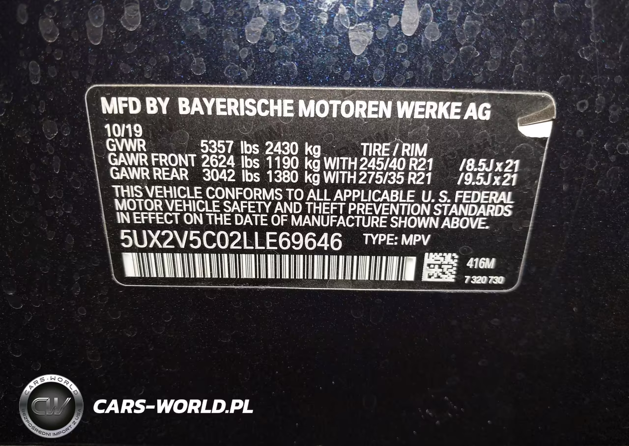 2020 BMW X4 M40I VIN:5UX2V5C02LLE69646 - 9