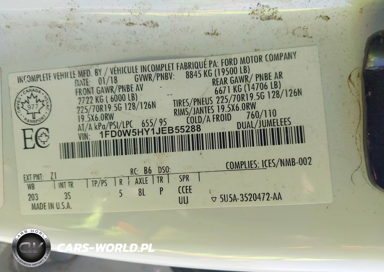 2018 Ford F-550 Chassis Xl-Xlt VIN:1FD0W5HY1JEB55288 - 8