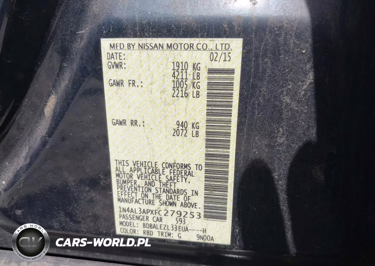 2015 Nissan Altima 2.5 S VIN:1N4AL3APXFC279253 - 9