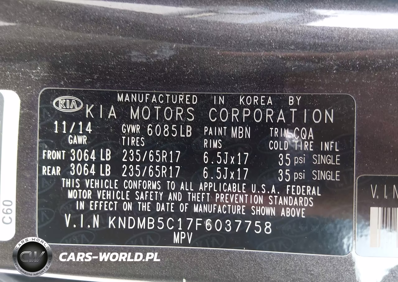 2015 Kia Sedona Lx VIN:KNDMB5C17F6037758 - 9