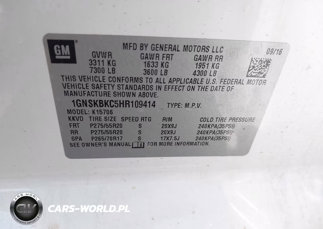 2017 Chevrolet Tahoe Lt VIN:1GNSKBKC5HR109414 - 9