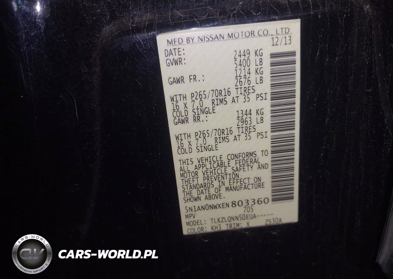 2014 Nissan Xterra Pro-4X-S-X VIN:5N1AN0NWXEN803360 - 9
